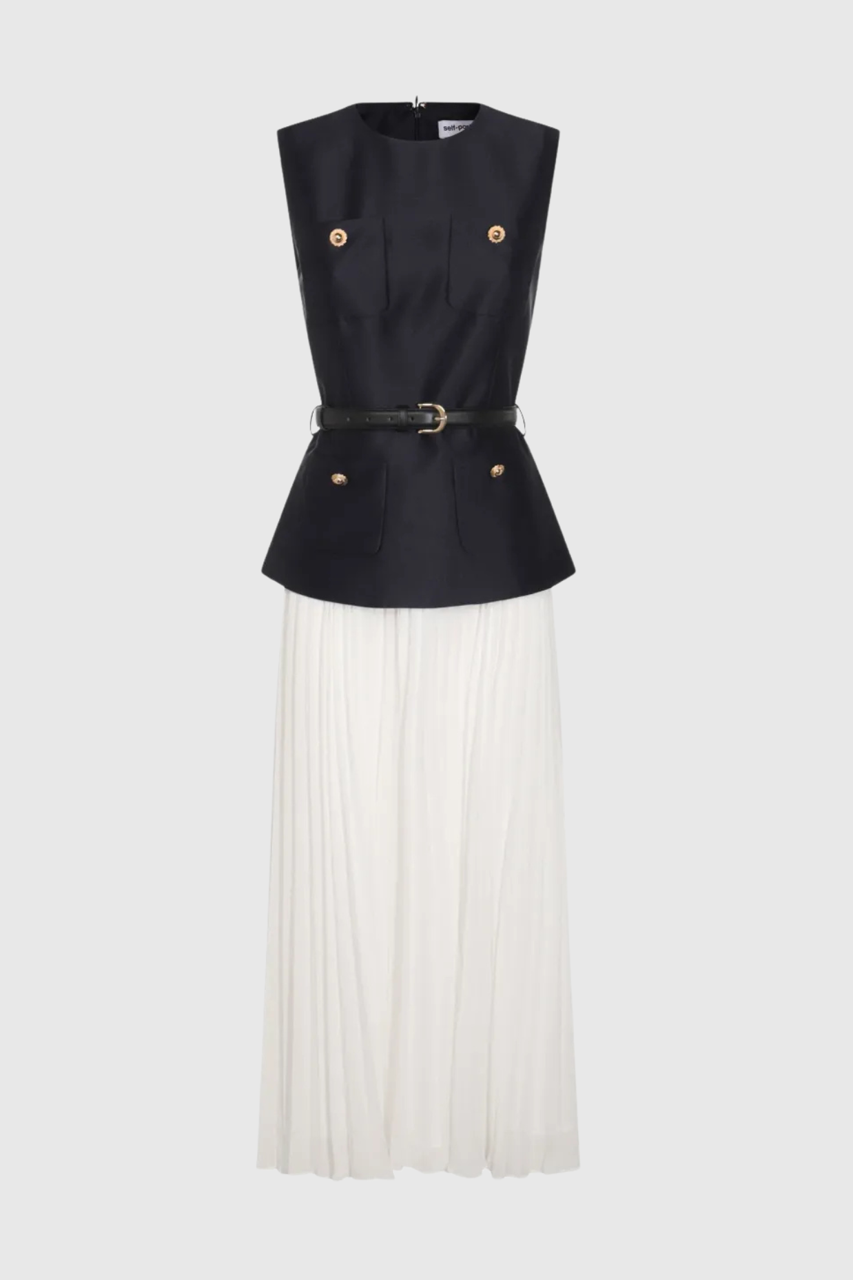 Kayele Sleeveless Belted Chiffon Midi Dress