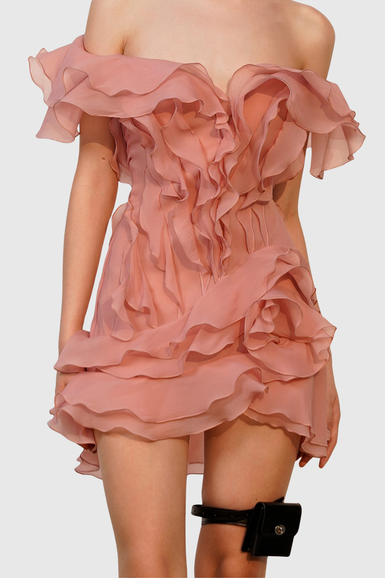 Kellan Off Shoulder Ruffle Mini Dress - Pink