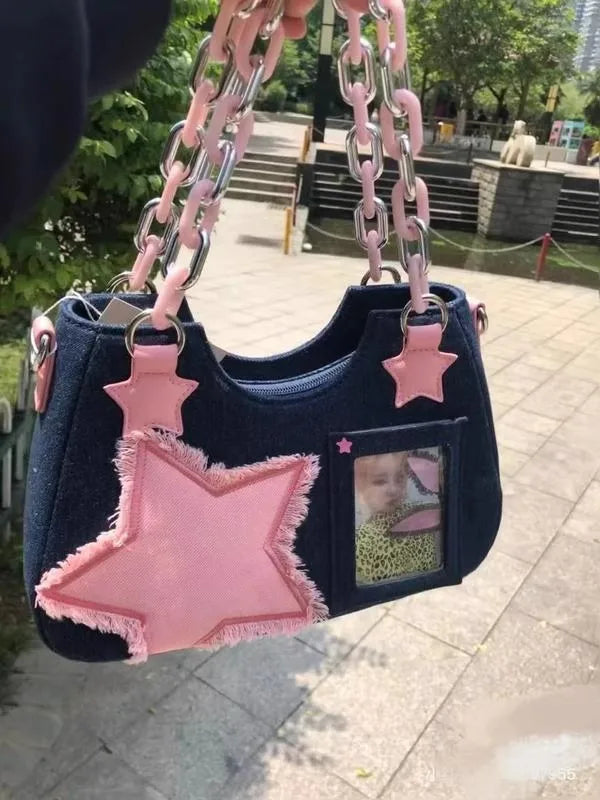 Diamond Silver Leather Crossbody Shoulder Bag