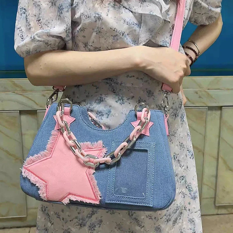 Diamond Silver Leather Crossbody Shoulder Bag