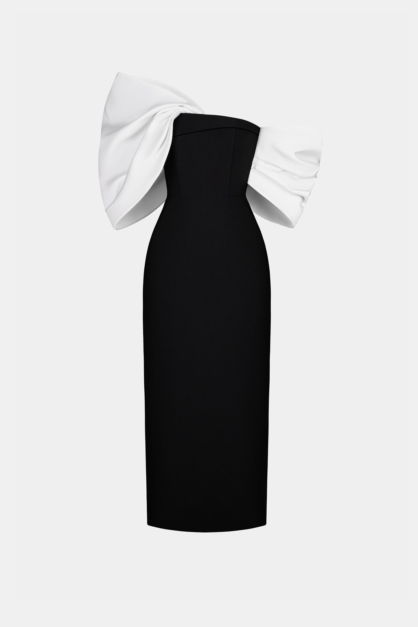 Delancy Bowknot Contrast Midi Dress