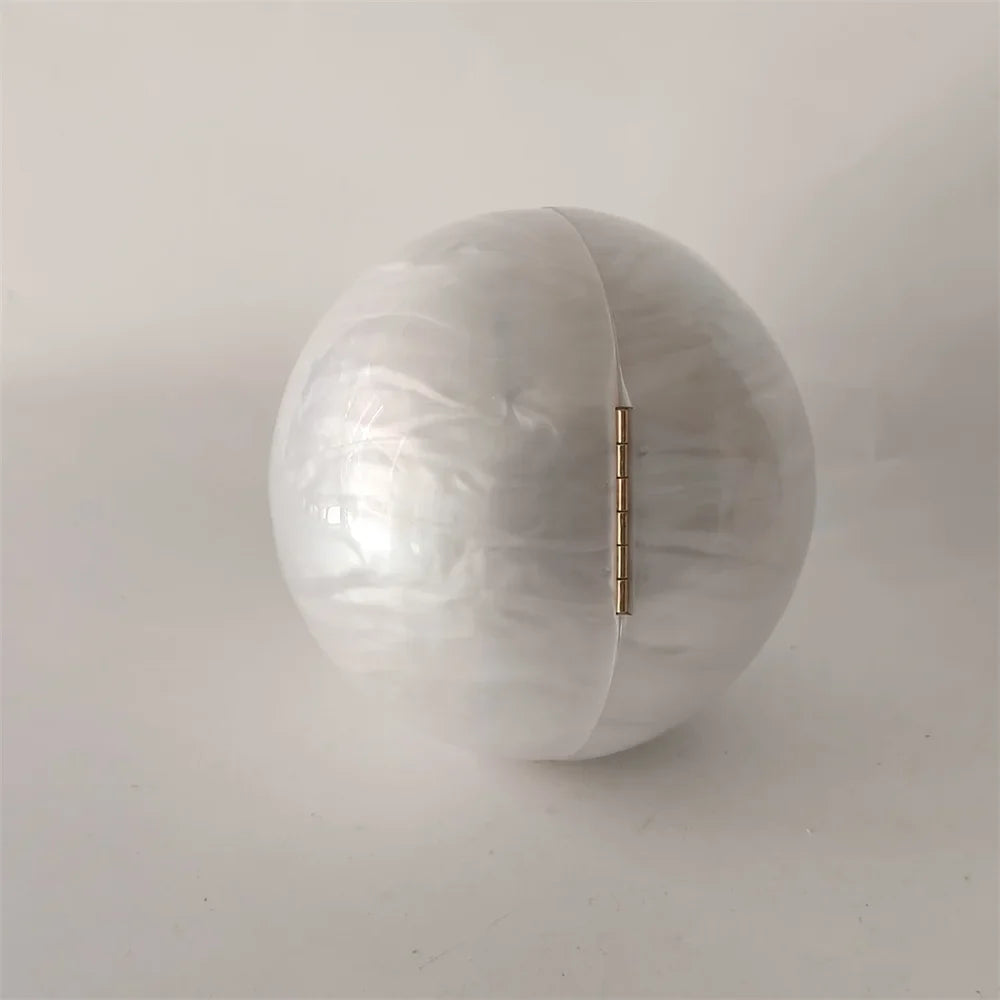 Pearl White Egg Acrylic Box Oval Bridal Messenger Clutch Bag