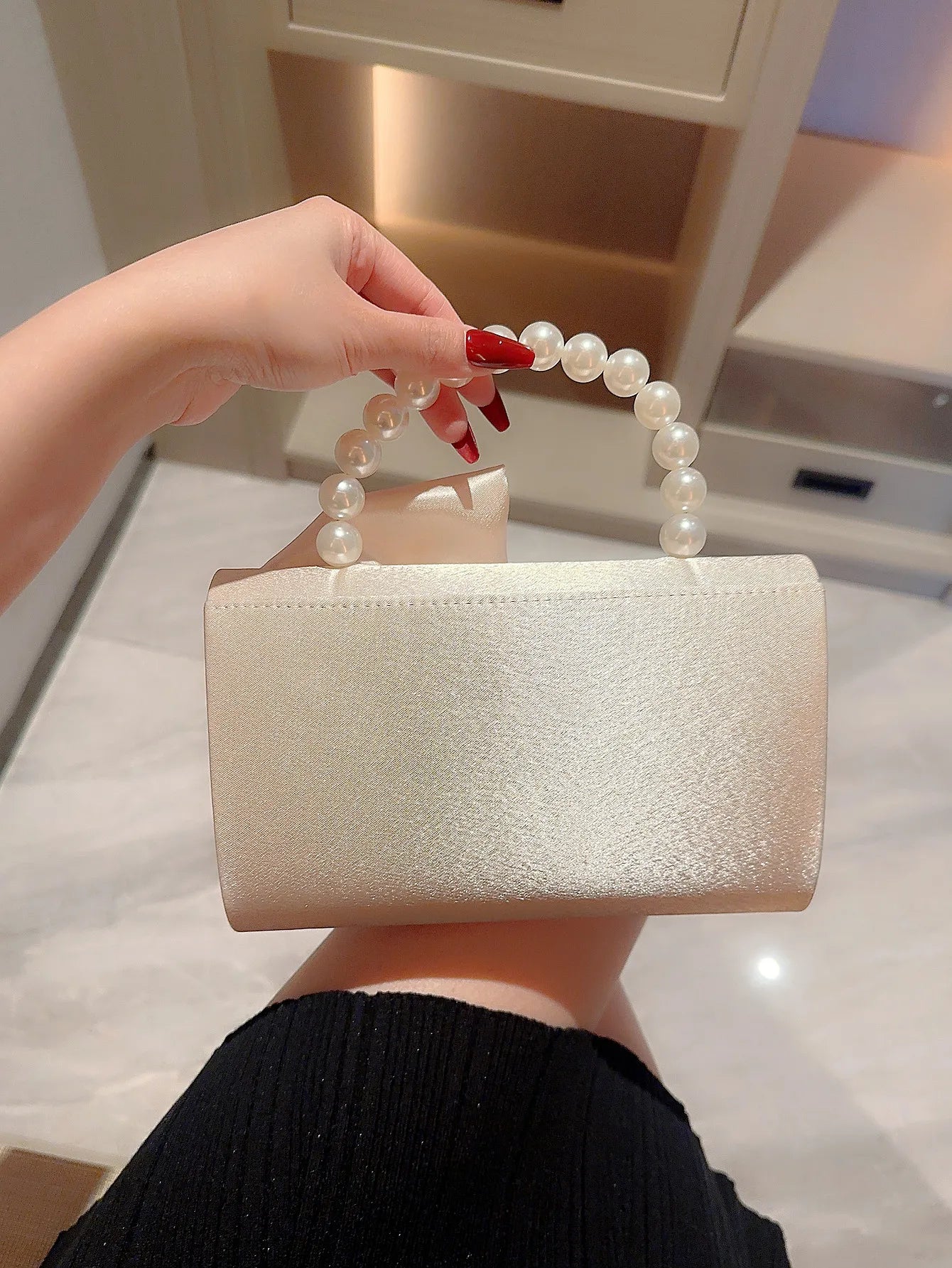 Faux Pearl Flower Wedding Evening Clutch Bag