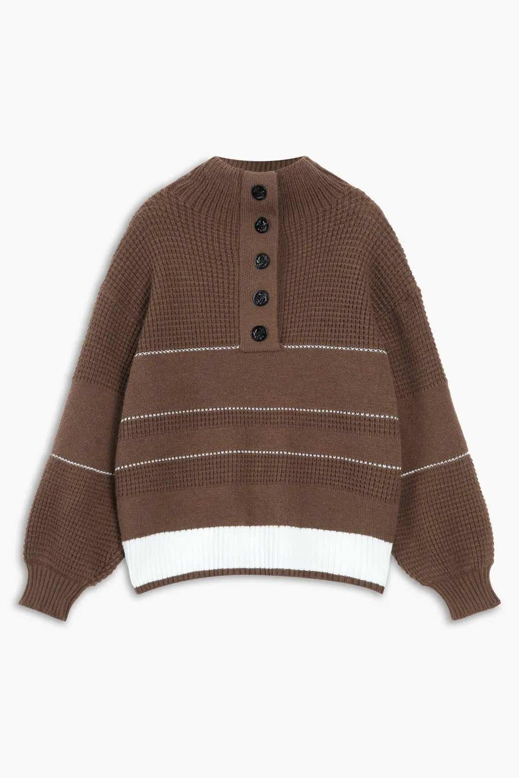 Lalie Open Collar Button Up Knit Top