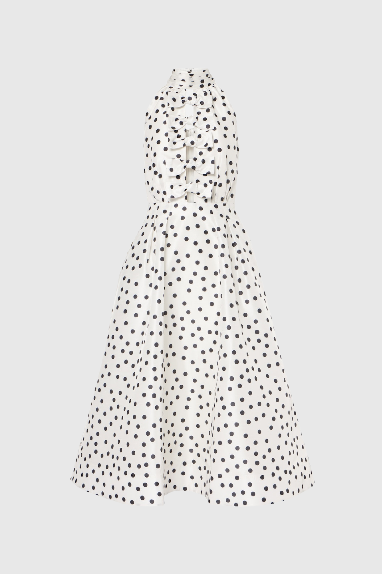 Londa Halter Polka Dot Bow Cutout Midi Dress