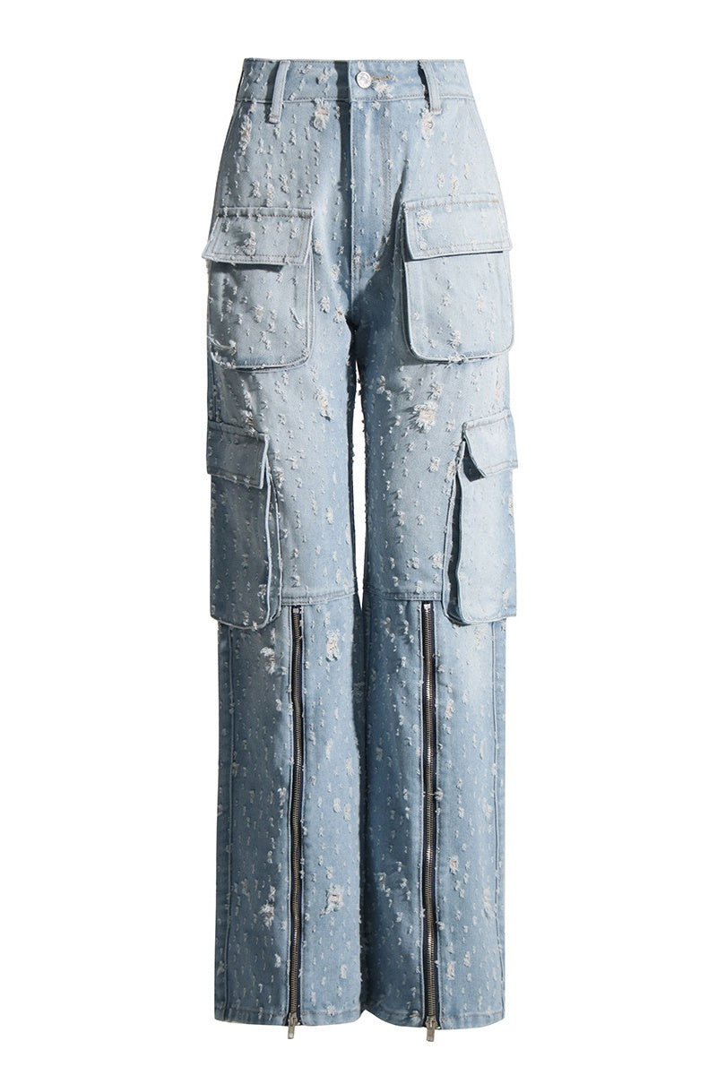 Loretta Distressed Cargo Jeans