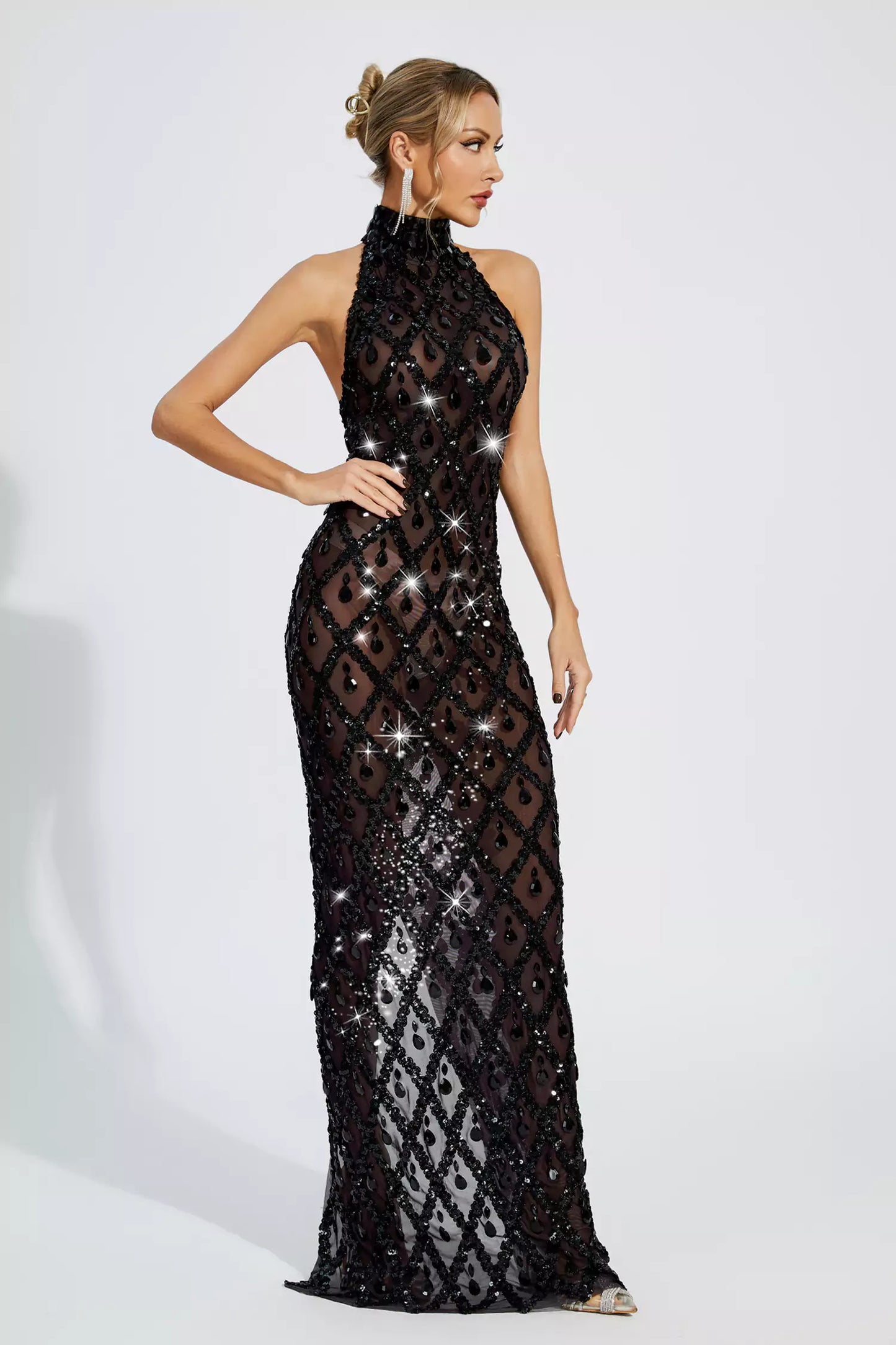 Louise Black Diamond Maxi Dress