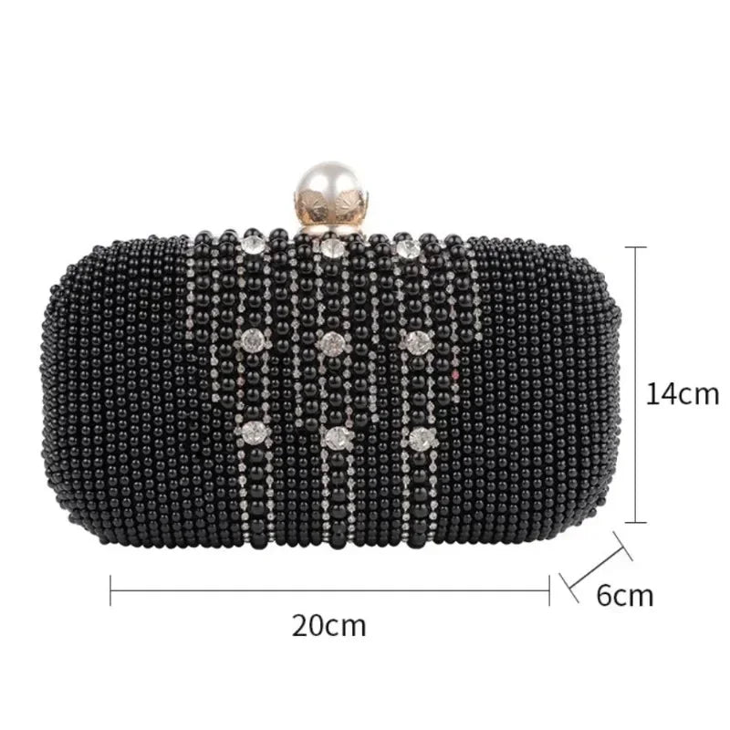 Luxury Diamond Pearl Beaded Evening Wristlet