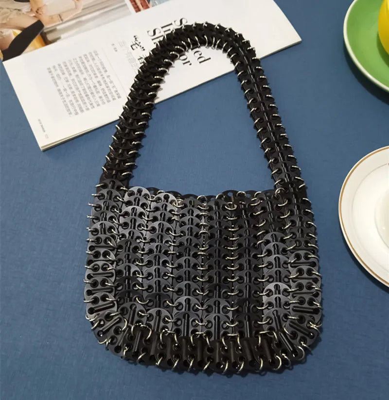 Luxury Designer Hand Woven Metal Chain Bag