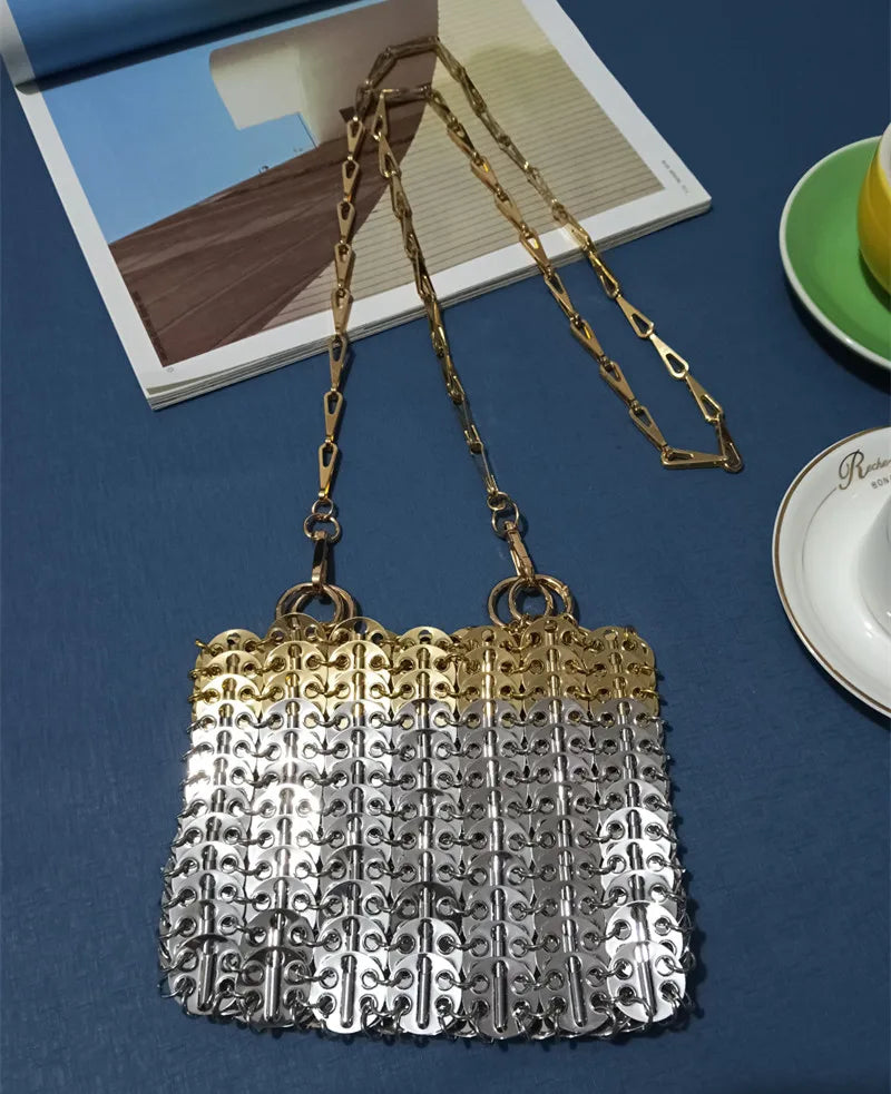 Luxury Designer Hand Woven Metal Chain Bag