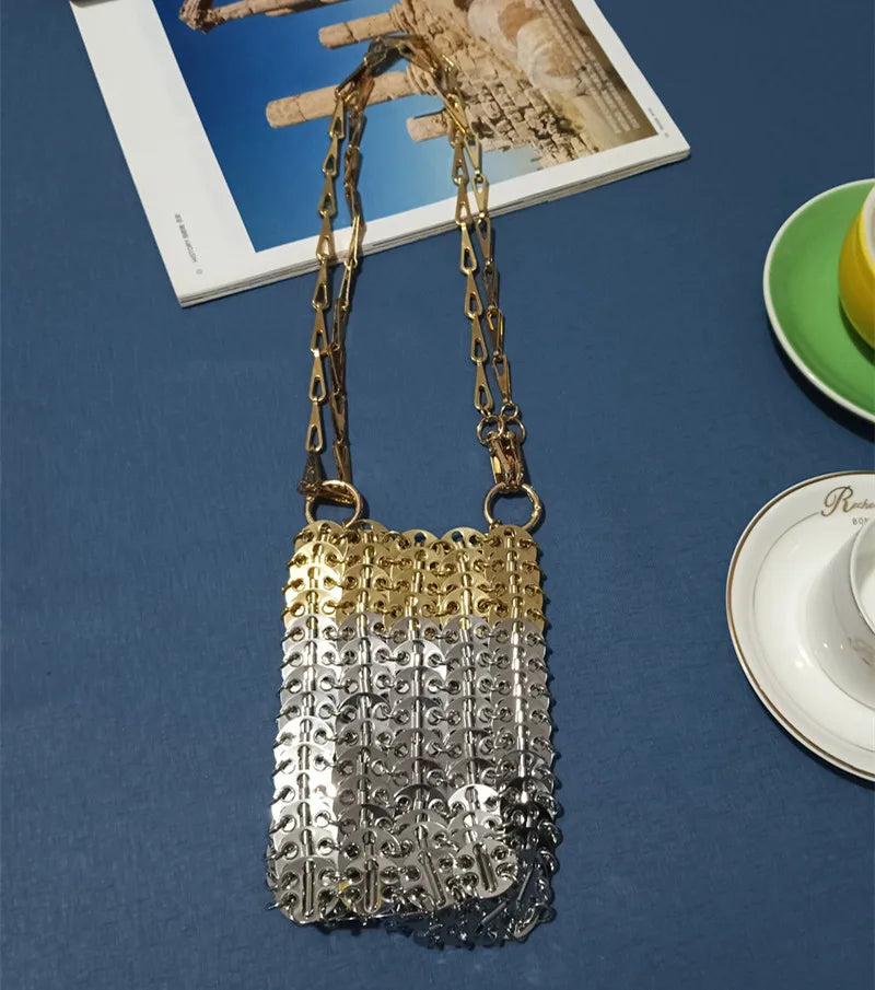 Luxury Designer Hand Woven Metal Chain Bag