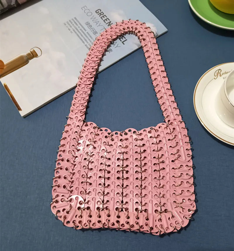 Luxury Designer Hand Woven Metal Chain Bag