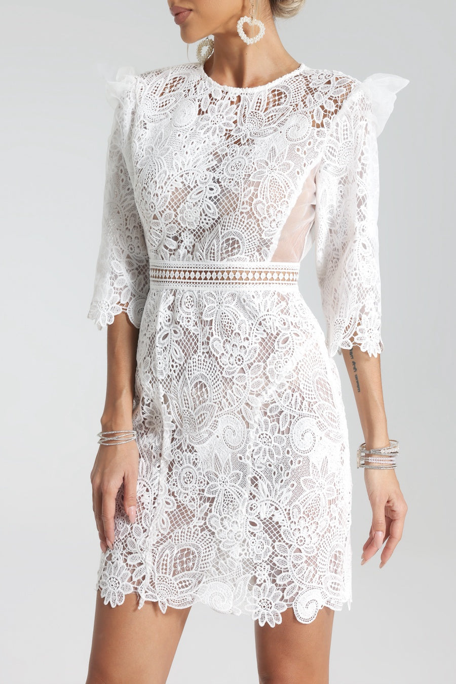 Magnolia Lace-embroidered Mini Dress