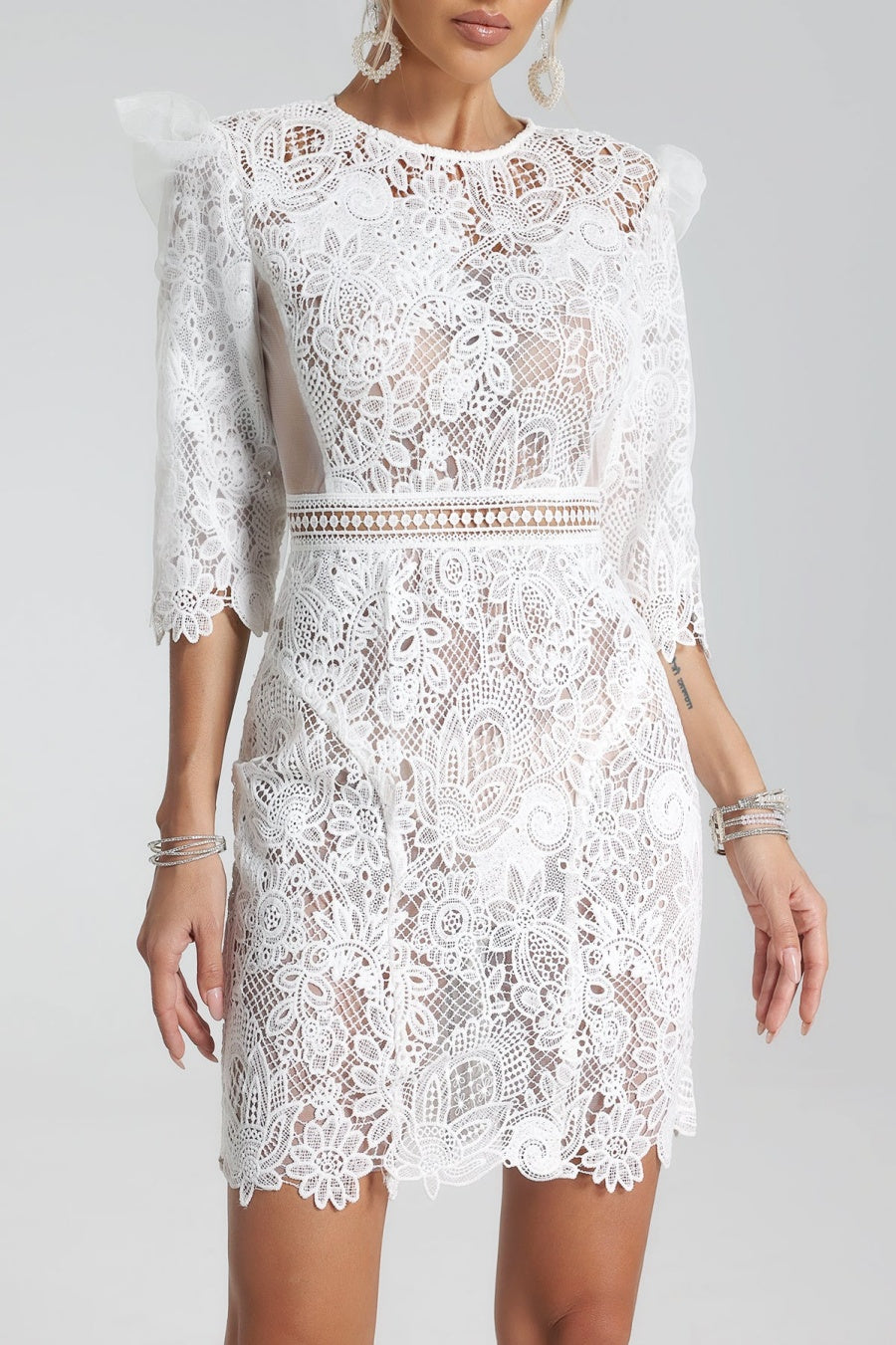 Magnolia Lace-embroidered Mini Dress
