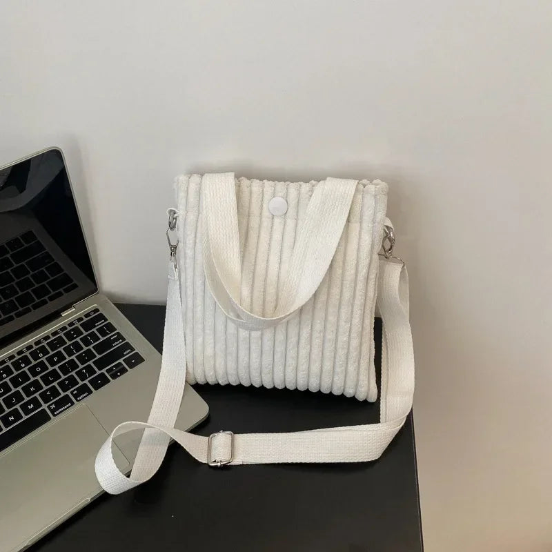 Mini Corduroy Zipper Shoulder Bag Spring Handbag