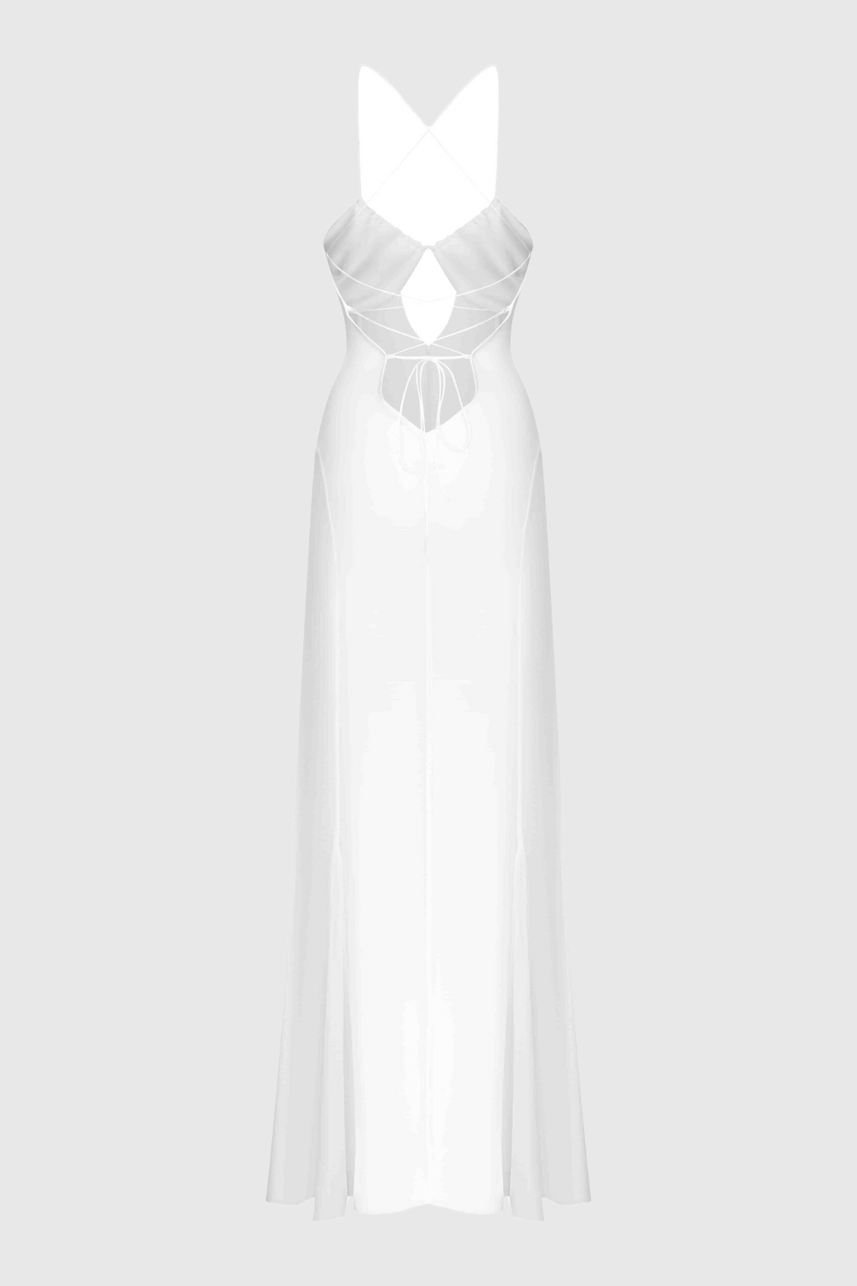Natane Chiffon Cutout Backless Maxi Dress - White