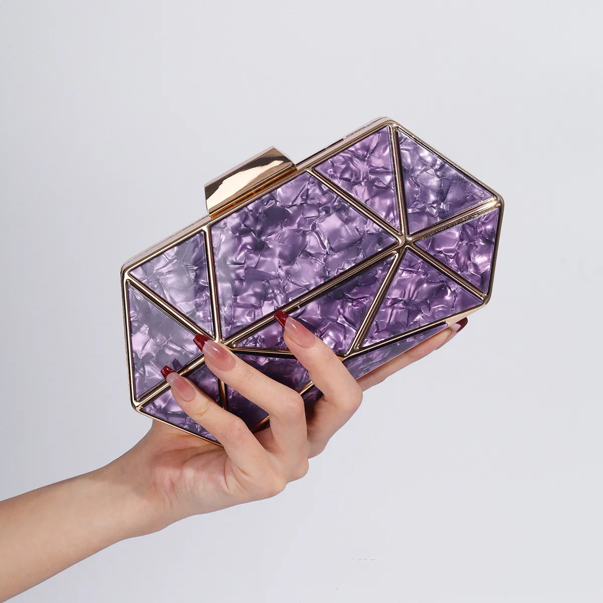 Acrylic Metal Diamond Evening Clutch Crossbody Bag
