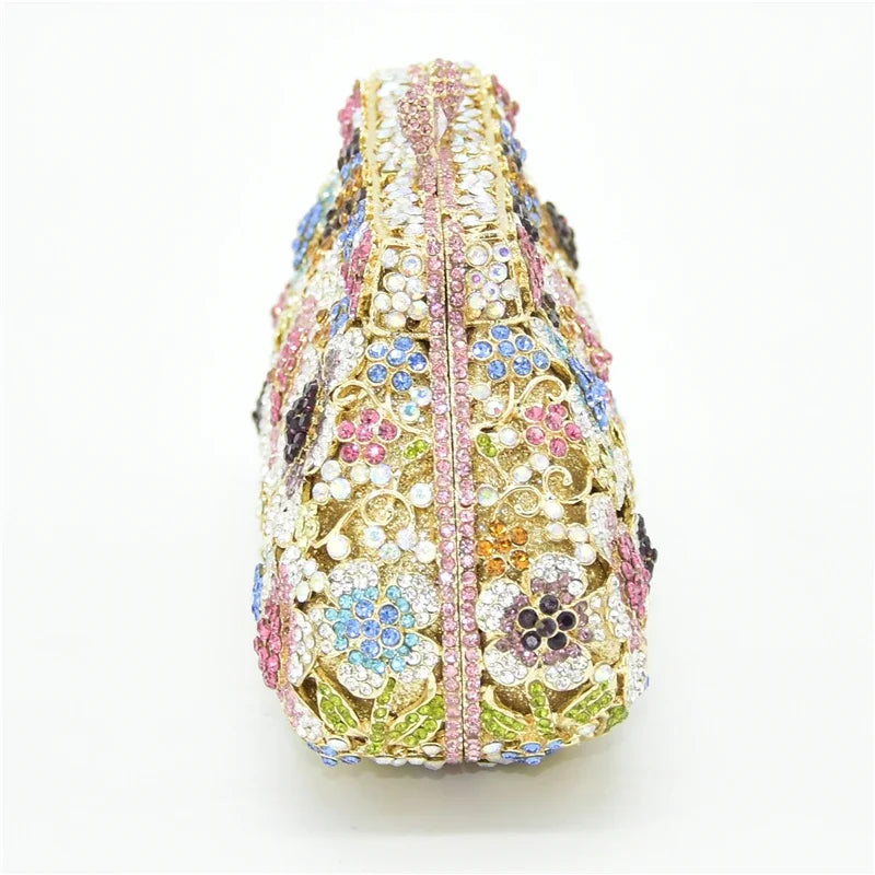 Bling Crystal Bridal Wedding Flower Diamond Clutch Bag