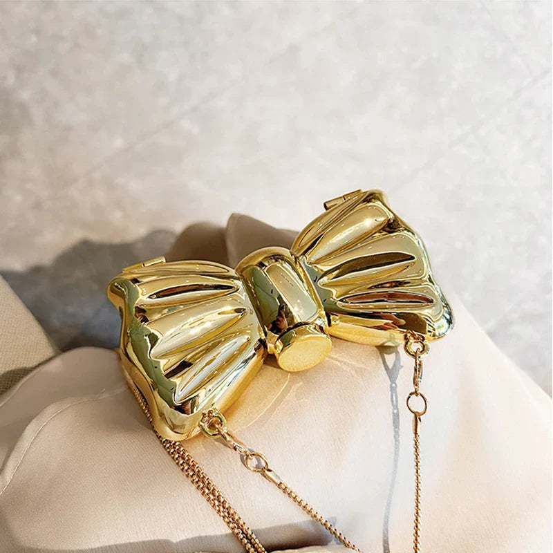 Mini Evening Bowknot Metal Crossbody Purse Party Wedding Handbag