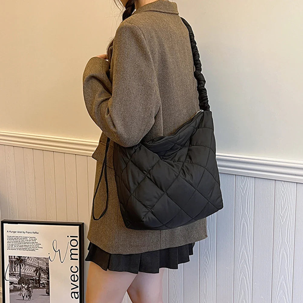 Quilted Puffer Tote Shoulder Bag for Women