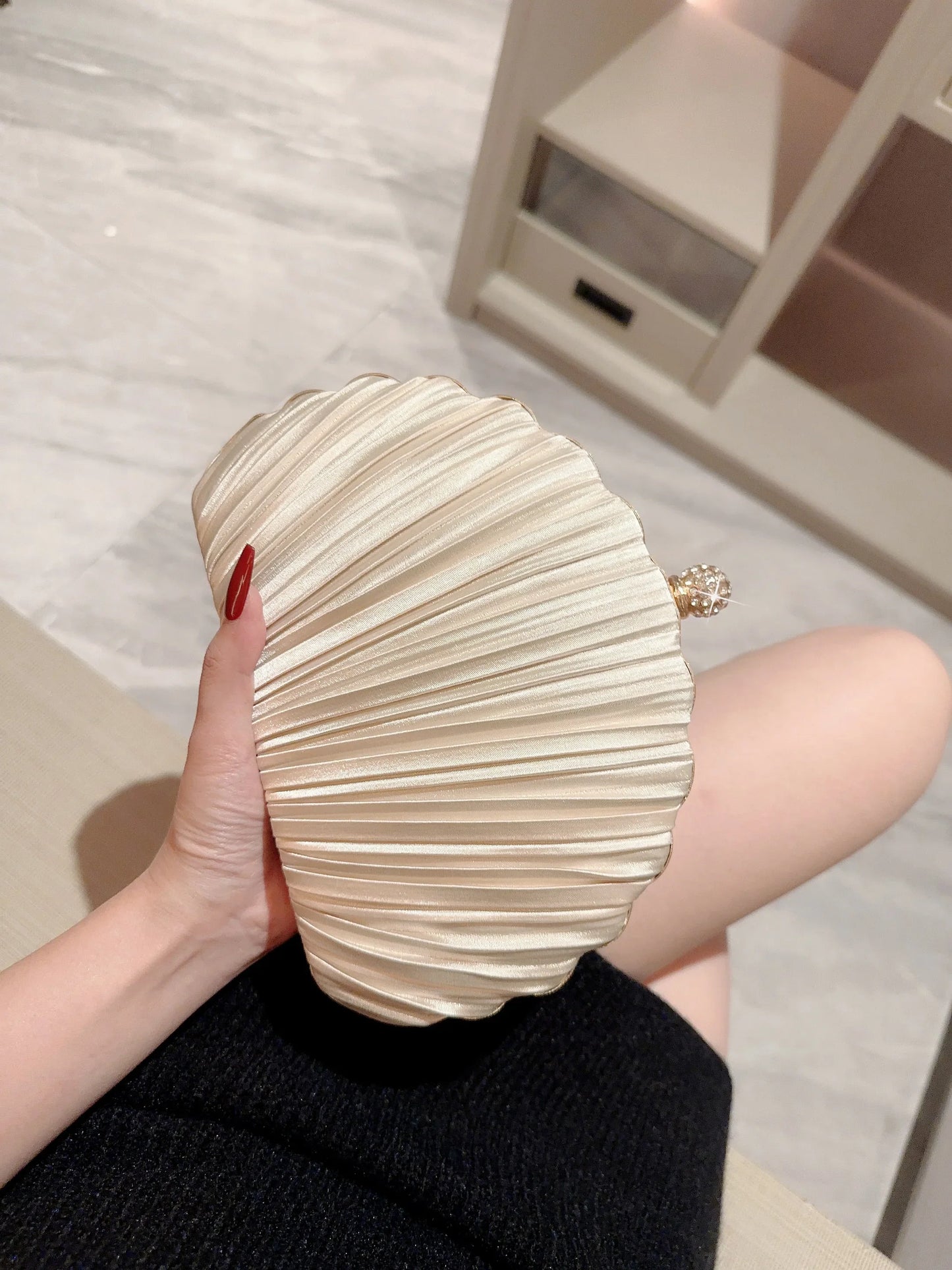 New Shell Evening Bag Diamond Design Clutch Bag