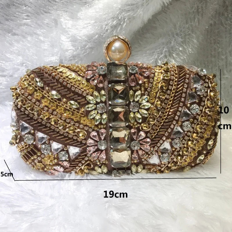 Water Diamond Crystals Rhinestone Heart Clutch Bag for Women