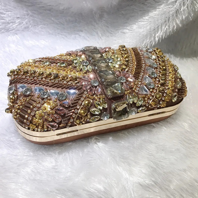 Water Diamond Crystals Rhinestone Heart Clutch Bag for Women