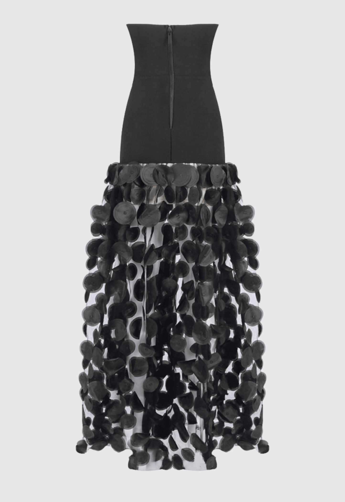 Nodin Strapless Dot Mesh Maxi Dress - Black