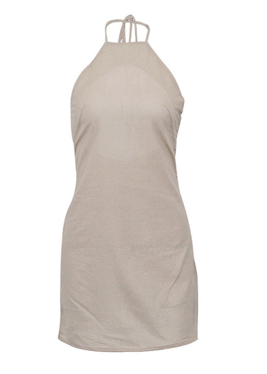 Solana Tie-Back Dress - Linen Halter Mini