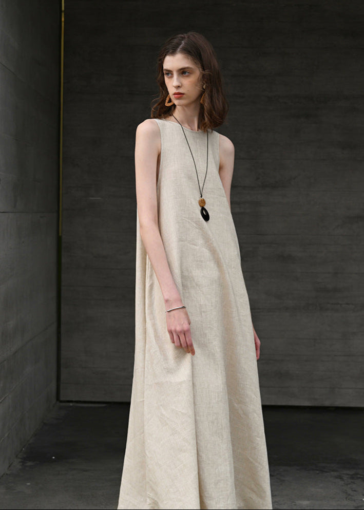 Drift Linen - Sleeveless A-Line Maxi Dress