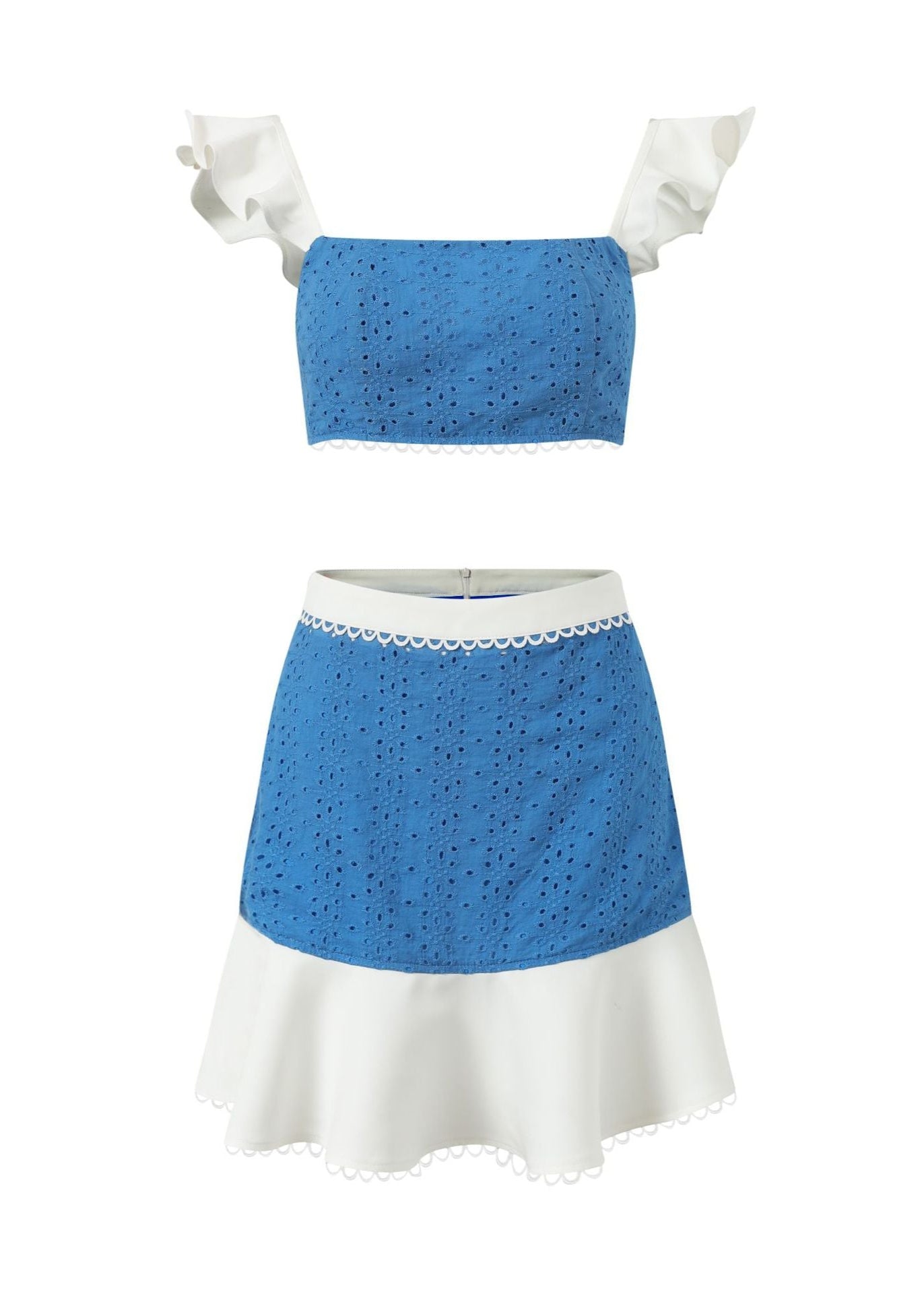 Willow Blue Ruffle Strap Eyelet Skirt Set