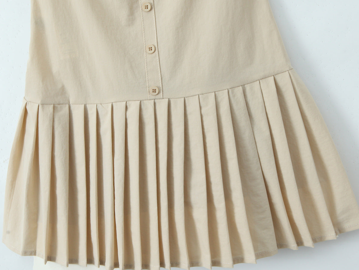 Beige – Strappy Waist-Cinched Slim Dress