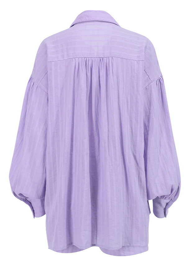 Lilac Drift - Striped Cotton Shirt and Shorts Set