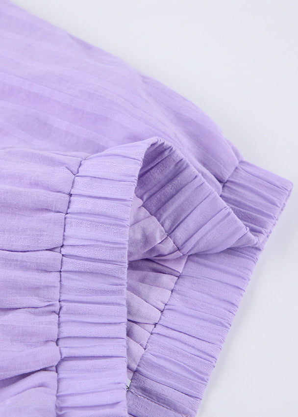 Lilac Drift - Striped Cotton Shirt and Shorts Set