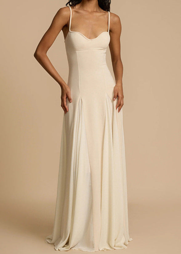 Oyster Bloom – Spaghetti Strap Cream Maxi Dress