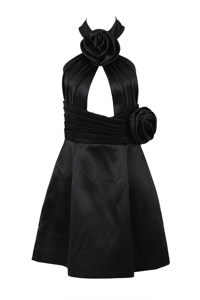 Simona Halter Cutout Floral Satin Mini Dress