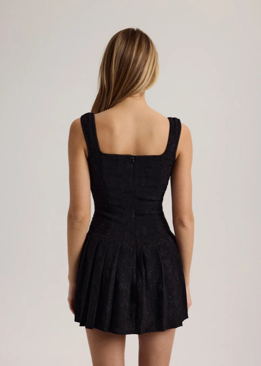 Noir Lace-Up Corset Mini Dress