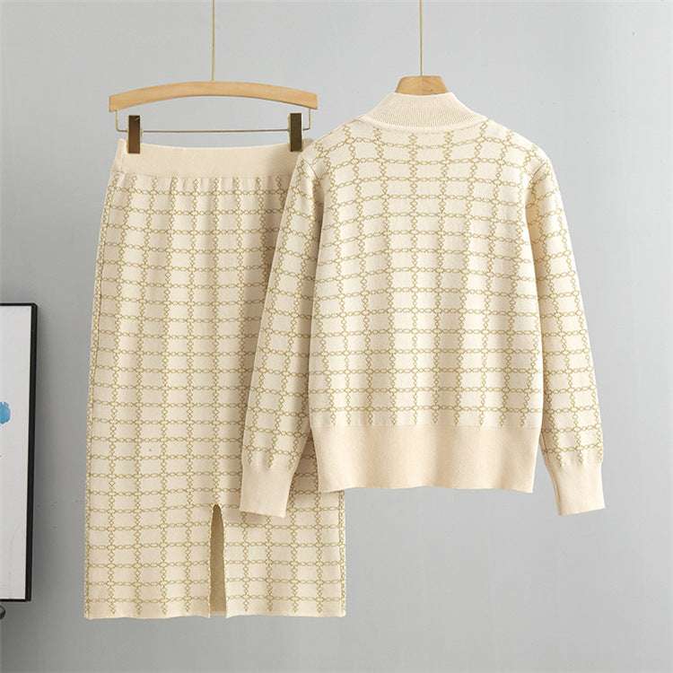 Apricot - Elegant Fashionable Skirt Two Piece Set
