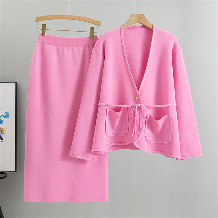 Pink - Loose Casual Two Piece Skirt Set