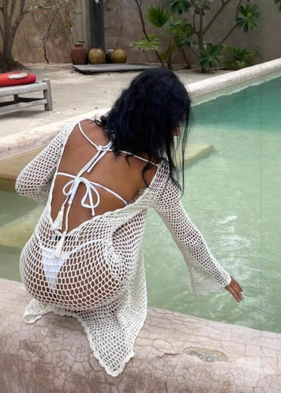 Isla Cove - Open Back Crochet Maxi Cover-Up