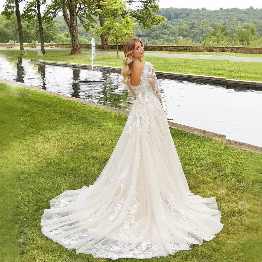 Slim Off-Shoulder Satin Wedding Dress
