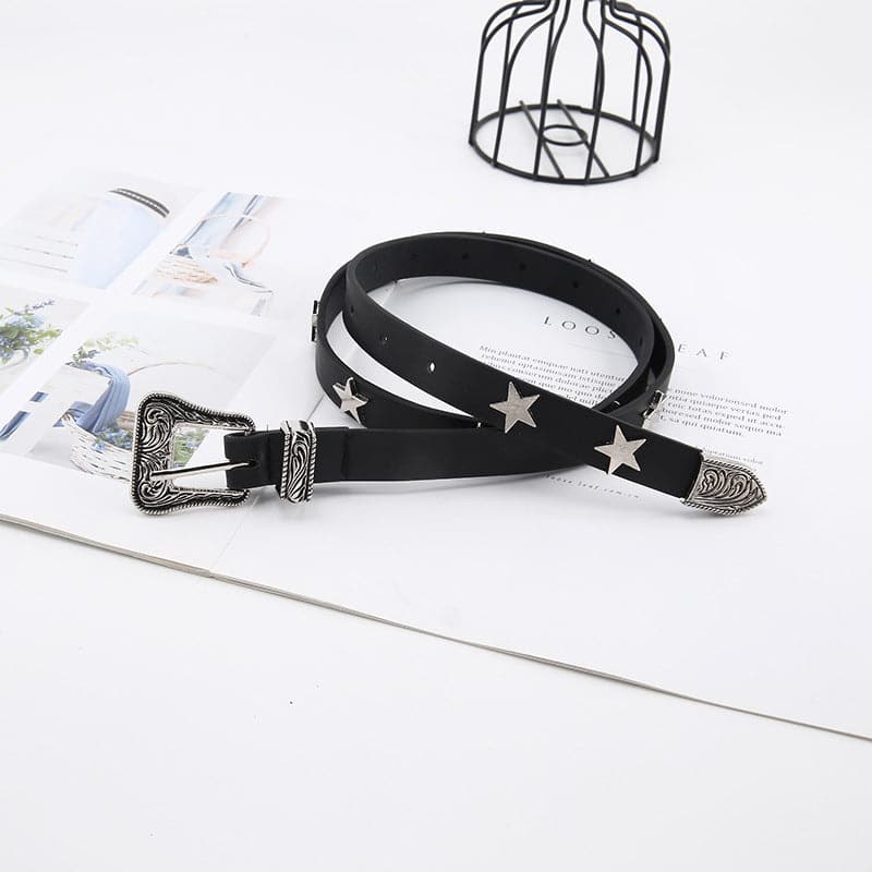 Star PU leather adjustable belt