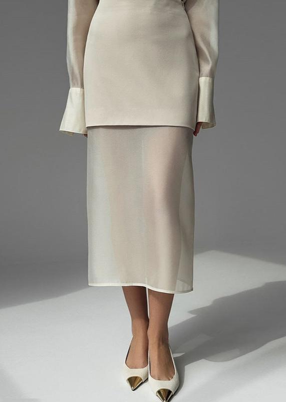 Elise Mesh Shirt and High-Waist Skirt Set