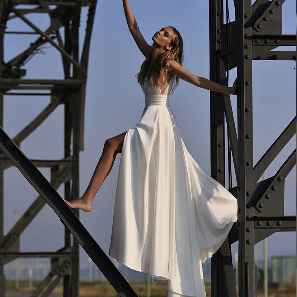 X-Neck Sleeveless Wedding Dress