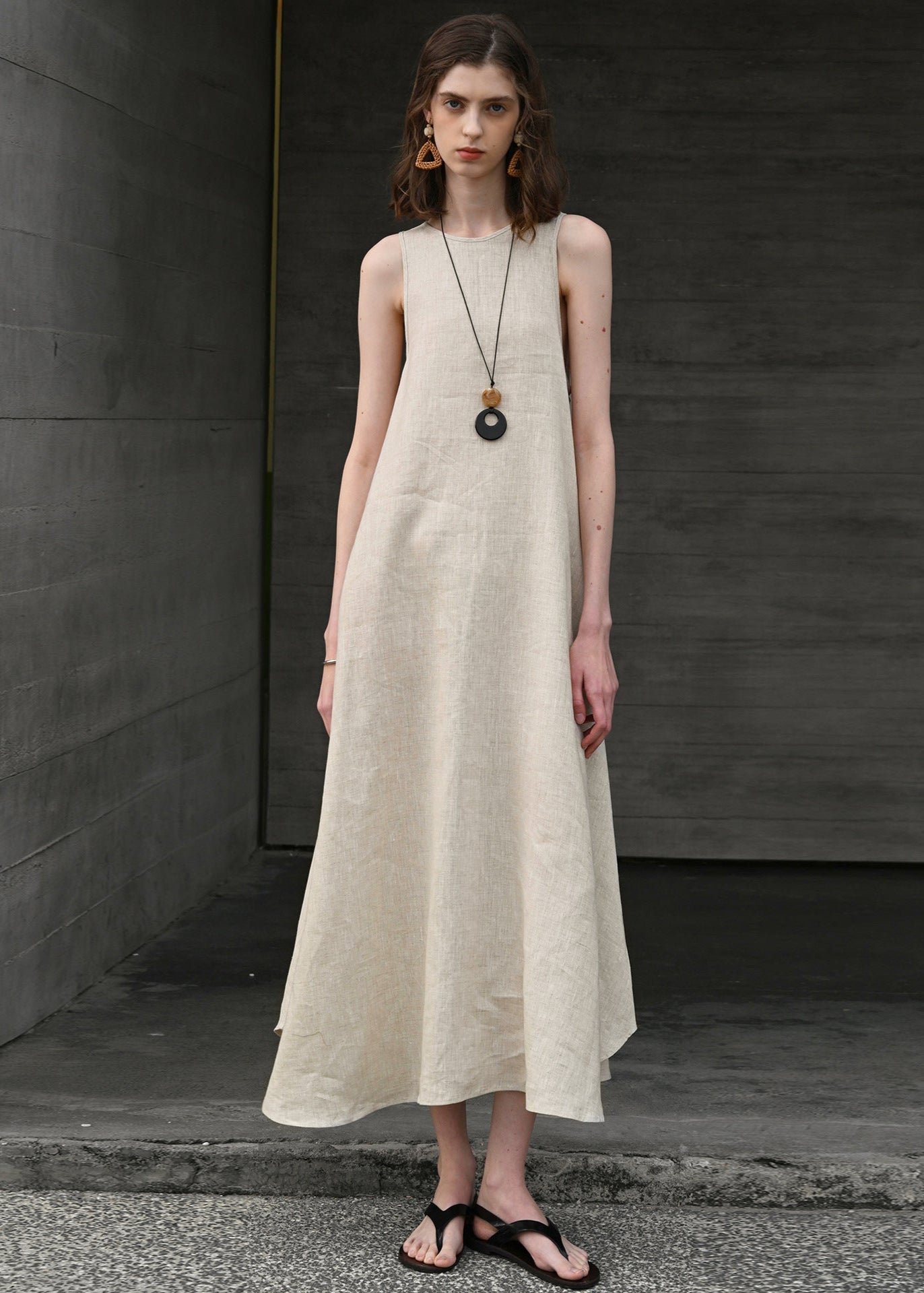 Drift Linen - Sleeveless A-Line Maxi Dress