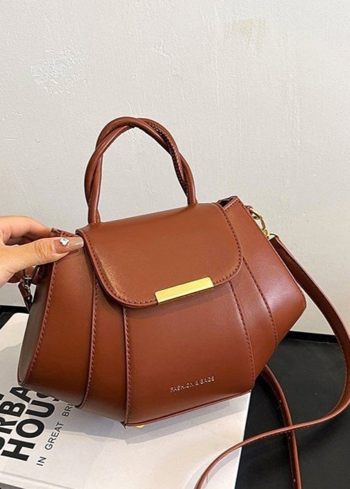 Structured Mocha Mini Bag – Gold Hardware Crossbody