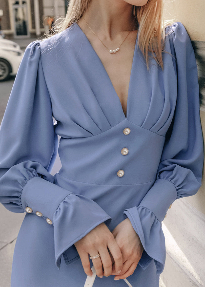 Sophia Buttoned Elegance Midi Dress