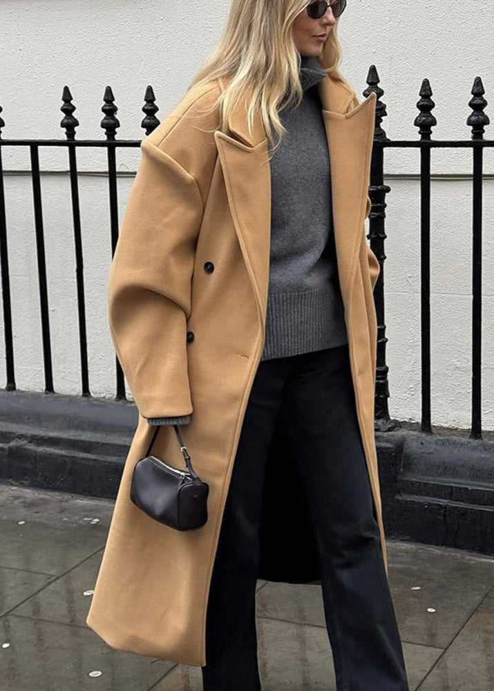 Camel Poise - Oversized Wool-Blend Coat
