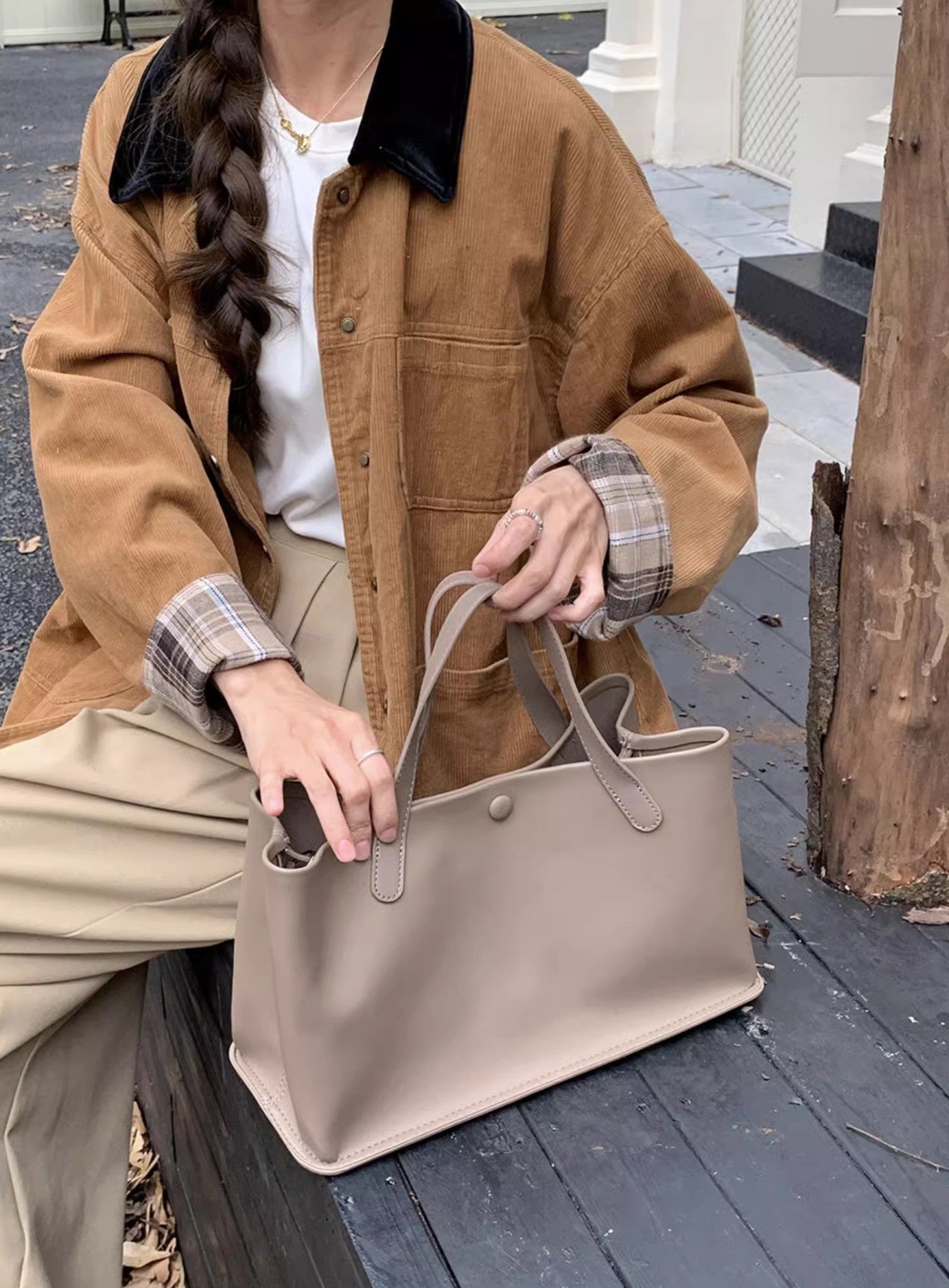 Aria - Minimalist Faux Leather Tote Bag