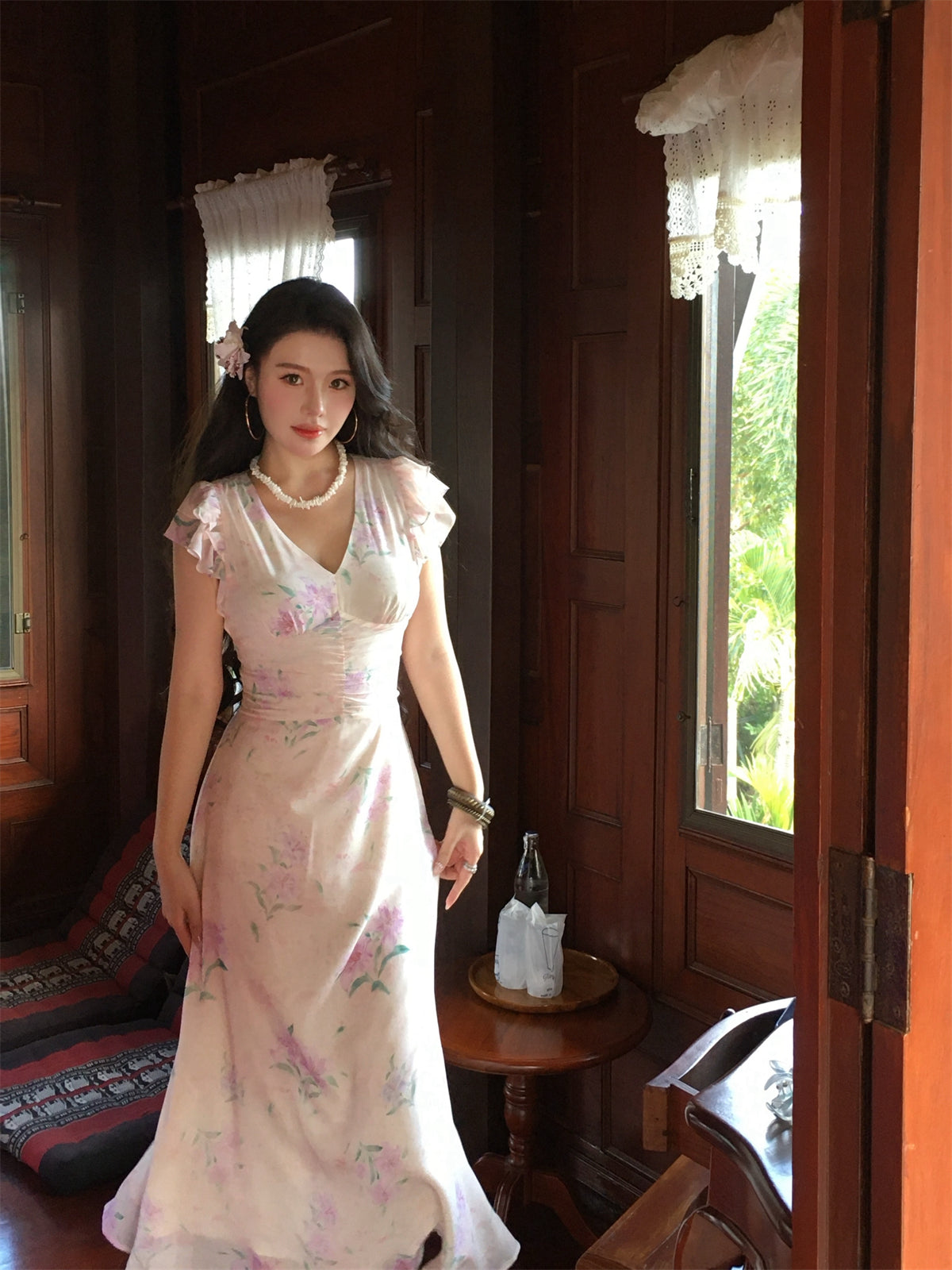 French Romantic Floral Maxi Dress Elegant Long Gown for Spring 2025 gunne sax vintage dress